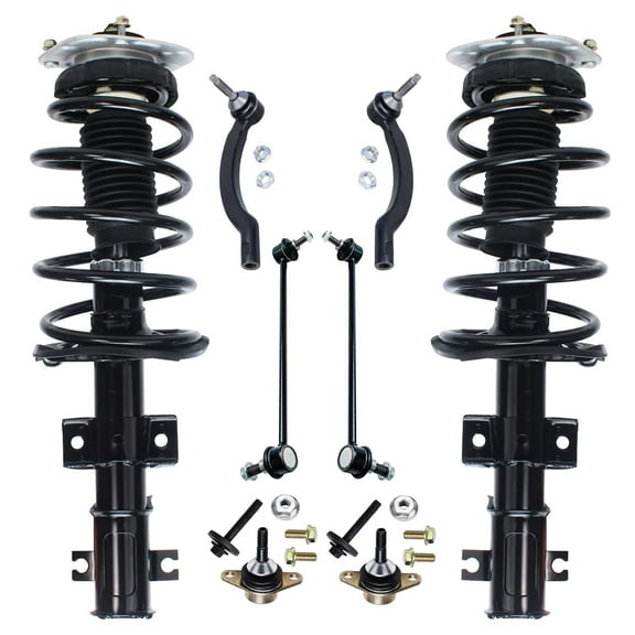 Detroit Axle - Front Struts Kit for Volvo S60 S80 V70 2 Ready Struts w/Coil Spring Assembly 2 Sway Bar Links 2 Outer Tie Rod Ends 2 Lower Ball Joints 2001 2002 2003 2004 2005 2006 Replacement