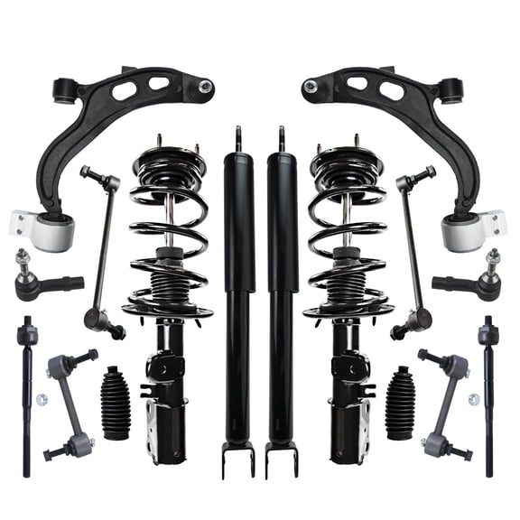 Detroit Axle - 16pc Suspension Kit for 2013-2015 Ford Flex Lincoln MKT, 2 Struts w/Coil Springs 2 Shocks 2 Lower Control Arms w/Ball Joints 4 Sway Bars 4 Inner Outer Tie Rods 2 Tie Rod Boots