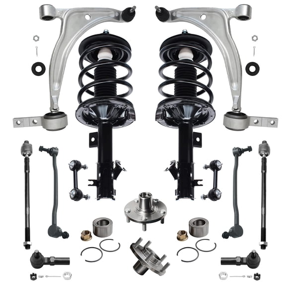 Detroit Axle - 14pc Front End Suspension Kit for 2004-2008 Nissan Maxima, Wheel Bearing Hubs Lower Control Arms w/Ball Joint Struts w/Coil Spring Tie Rod Ends Front Rear Sway Bars Replacement
