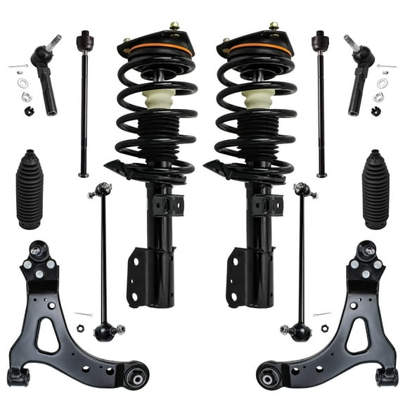 Detroit Axle - Front Struts Lower Control Arms w/ Ball Joints Sway Bar Links Tie Rods Boots Replacement for Uplander Terraza Relay - 12pc Set