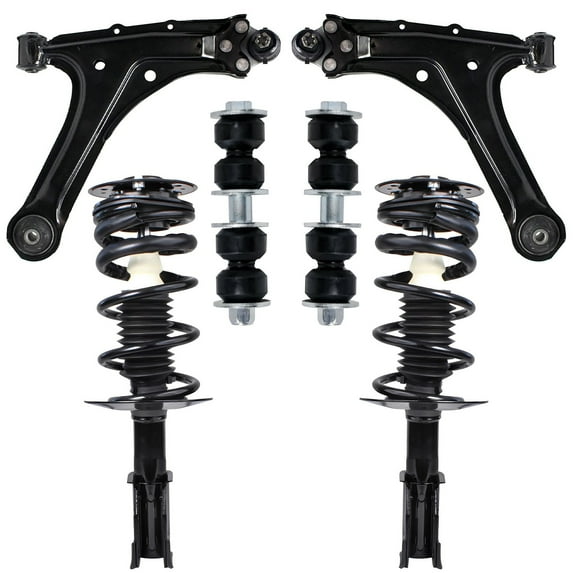 Detroit Axle - Front Struts + Lower Control Arms w/Ball Joints + Sway Bars Replacement for 2000 - 2005 Chevy Cavalier Pontiac Sunfire (RPO Code FE1 (Soft Ride Suspension)) - 6pc Set