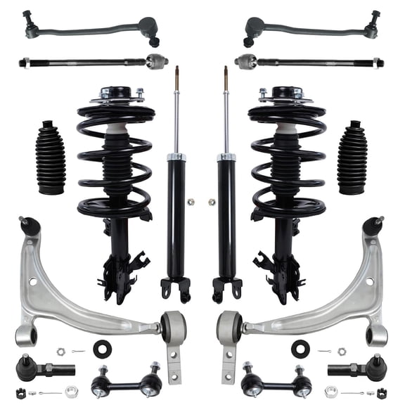 Detroit Axle - Front Struts Rear Shock Absorbers + Front Lower Control Arms w/Ball Joints, Sway Bars, Inner and Outer Tie Rods Replacement for 2002-2006 Nissan Altima V6 3.5L Only -16pc Set