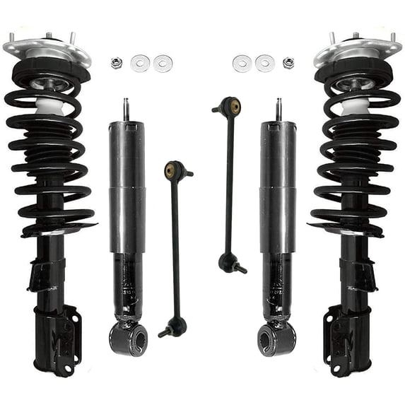 Detroit Axle - Front Struts Rear Shock Absorbers for Volvo V70 S70 C70 850 Complete Strut w/Coil Spring Shocks 2 Front Sway Bars Replacement Ready Strut: without Electronic Suspension