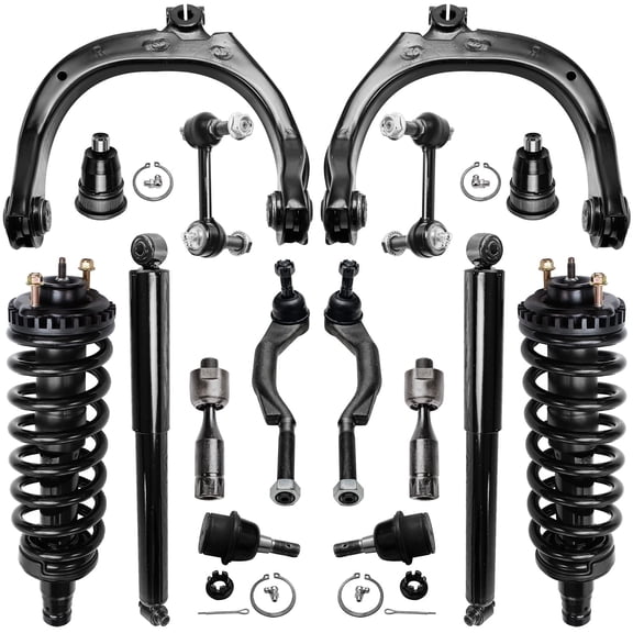 Detroit Axle - Front Suspension Kit for Buick Rainier Chevy Trailblazer EXT GMC Envoy XL XUV Olds Bravada Isuzu Ascender, Shock Absorbers Ball Joints Tie Rod Ends Control Arms Sway Bar Links