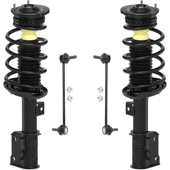 Detroit Axle - 4pc Front Struts Sway Bars for 2015-2022 Ram ProMaster City, 2 Struts with Coil Spring Assembly 2 Stabilizer Sway Bar End Links 2016 2017 2018 2019 2020 2021 Replacement Suspension Kit