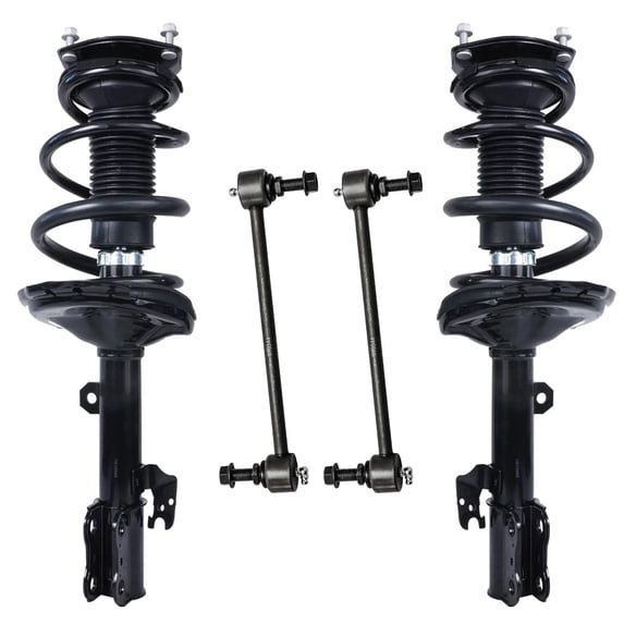 Detroit Axle - Front Struts Sway Bars for 2004 2005 2006 2007 Toyota Highlander, Complete 2 Struts with Coil Spring 2 Front Sway Bar Links Suspension Kit