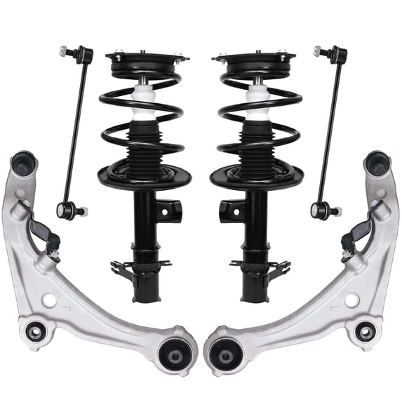Detroit Axle - Front Struts Control Arms Kit for 2007-2013 Nissan Altima, 2 Lower Control Arms w/Ball Joints 2 Ready Struts w/Coil Spring 2 Sway Bars 2008 2009 2010 2011 2012