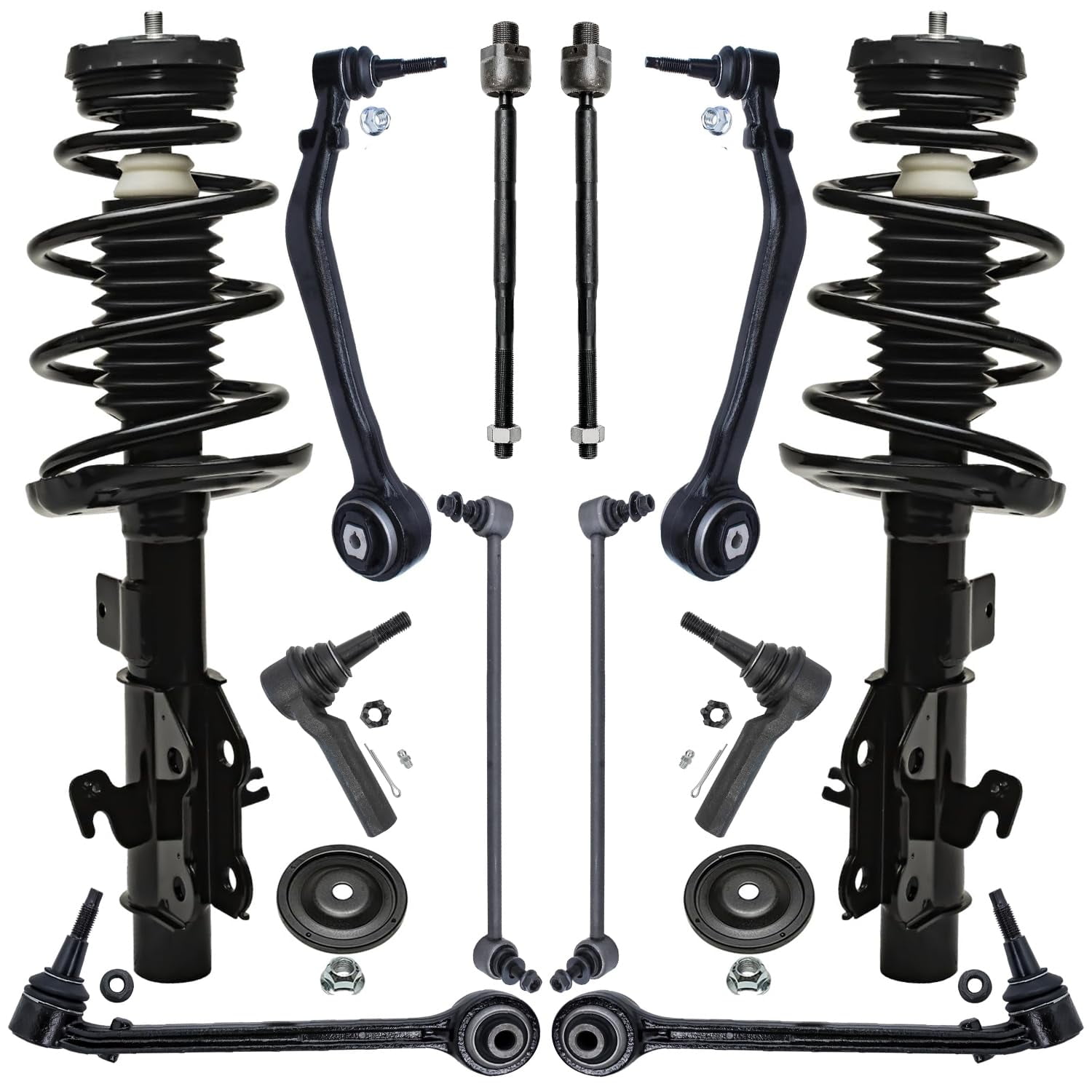 Detroit Axle - Front Struts w/ Coil Spring + Lower Control Arm + Sway ...