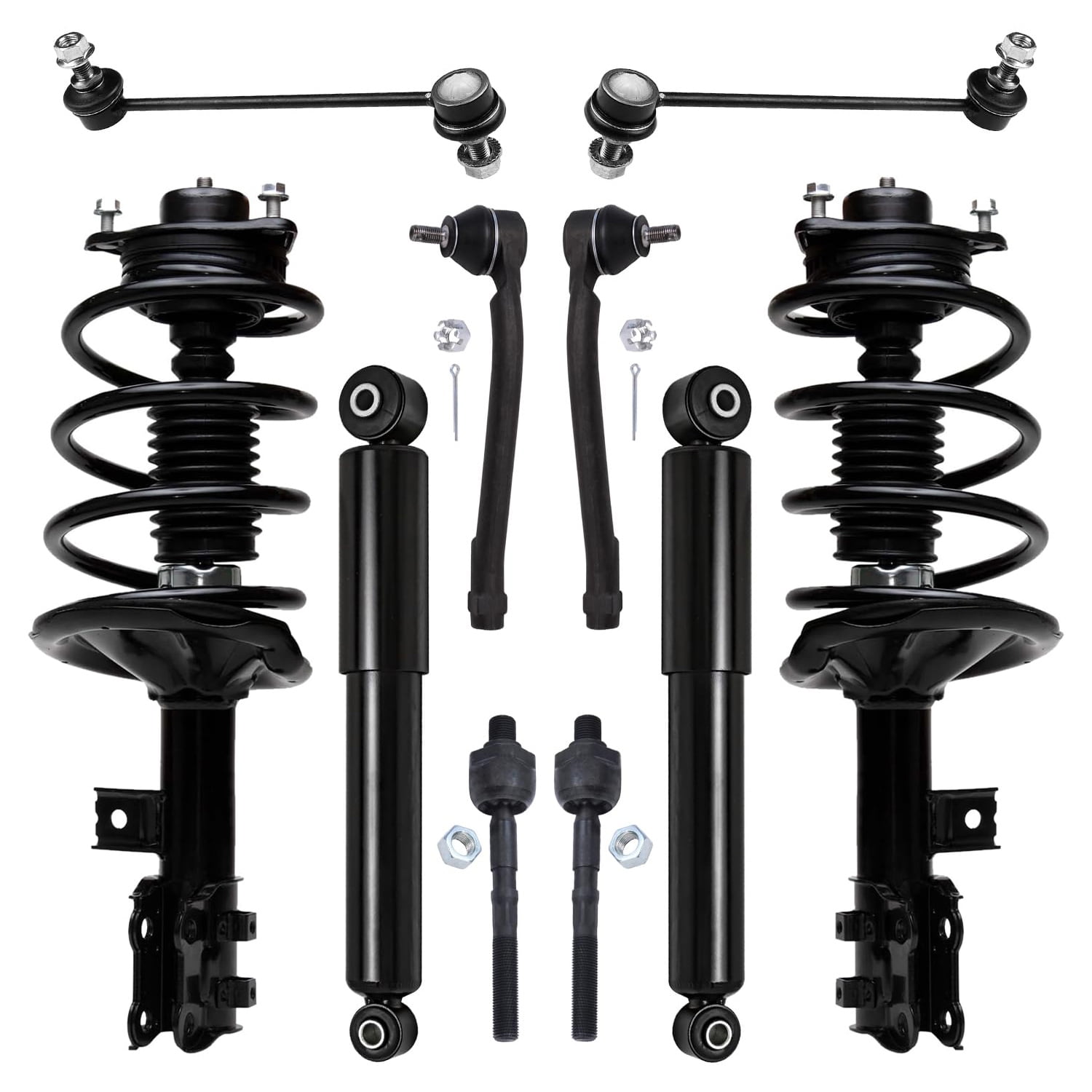 Detroit Axle - Front Struts w/Coil Spring Rear Shock Absorbers Sway Bar Links Outer Inner Tie Rods Replacement for 2010-2013 Kia Forte Koup - 10pc Set
