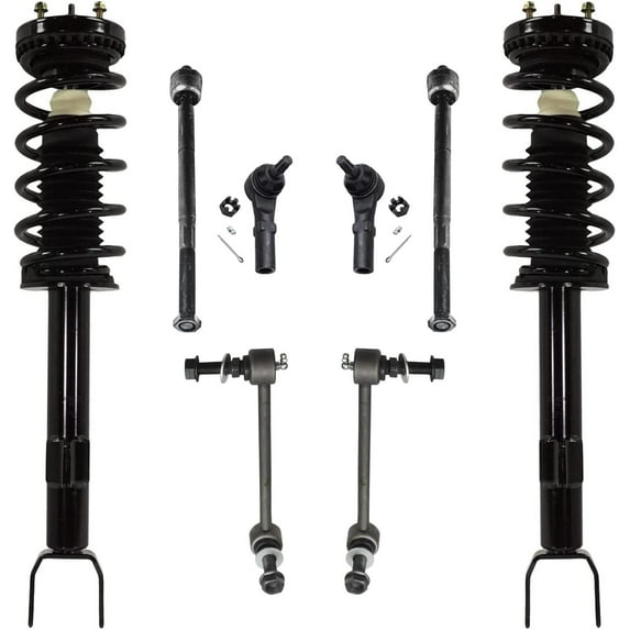 Detroit Axle - Front Struts w/Coil Springs Sway Bar Links Outer Inner Tie Rod Ends Replacement for 2011-2014 300 C RWD - 8pc Set