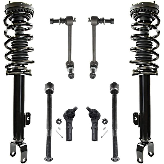 Detroit Axle - Front Struts w/Coil Springs Sway Bar Links Outer Inner Tie Rod Ends Replacement for Dodge Charger Challenger RWD - 8pc Set