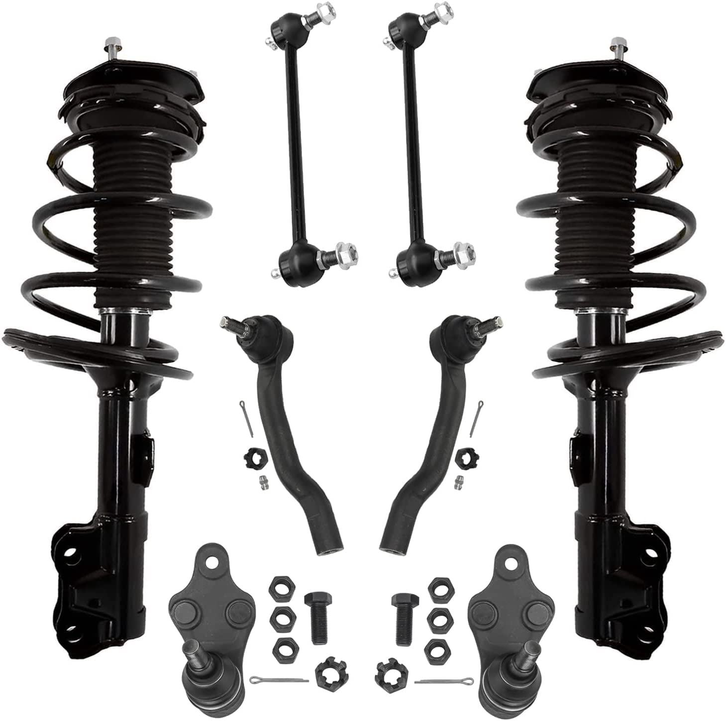 Detroit Axle - 8pc Front Struts Kit for 2012-2017 Toyota Camry, 2 Struts Coil Spring 2 Sway Bar Links 2 Outer Tie Rod Ends 2 Lower Ball Joints Replacement