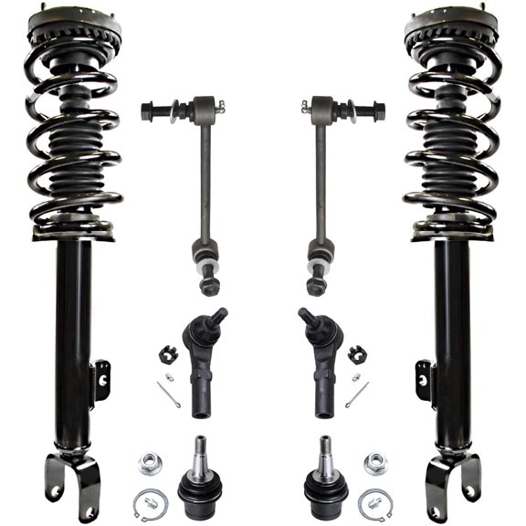 Detroit Axle - Front Struts w/Coil Springs Sway Bar Links Outer Tie Rod Ends Lower Ball Joints Replacement for Dodge Charger Challenger RWD - 8pc Set