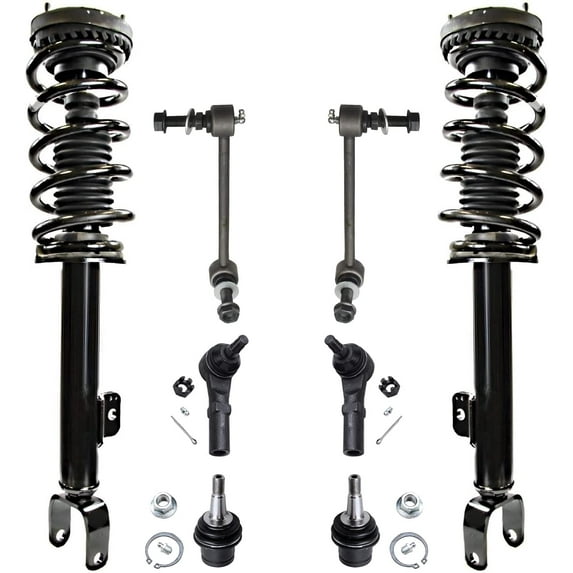 Detroit Axle - Front Struts w/Coil Springs Sway Bar Links Outer Tie Rod Ends Lower Ball Joints Replacement for Dodge Charger Challenger RWD - 8pc Set