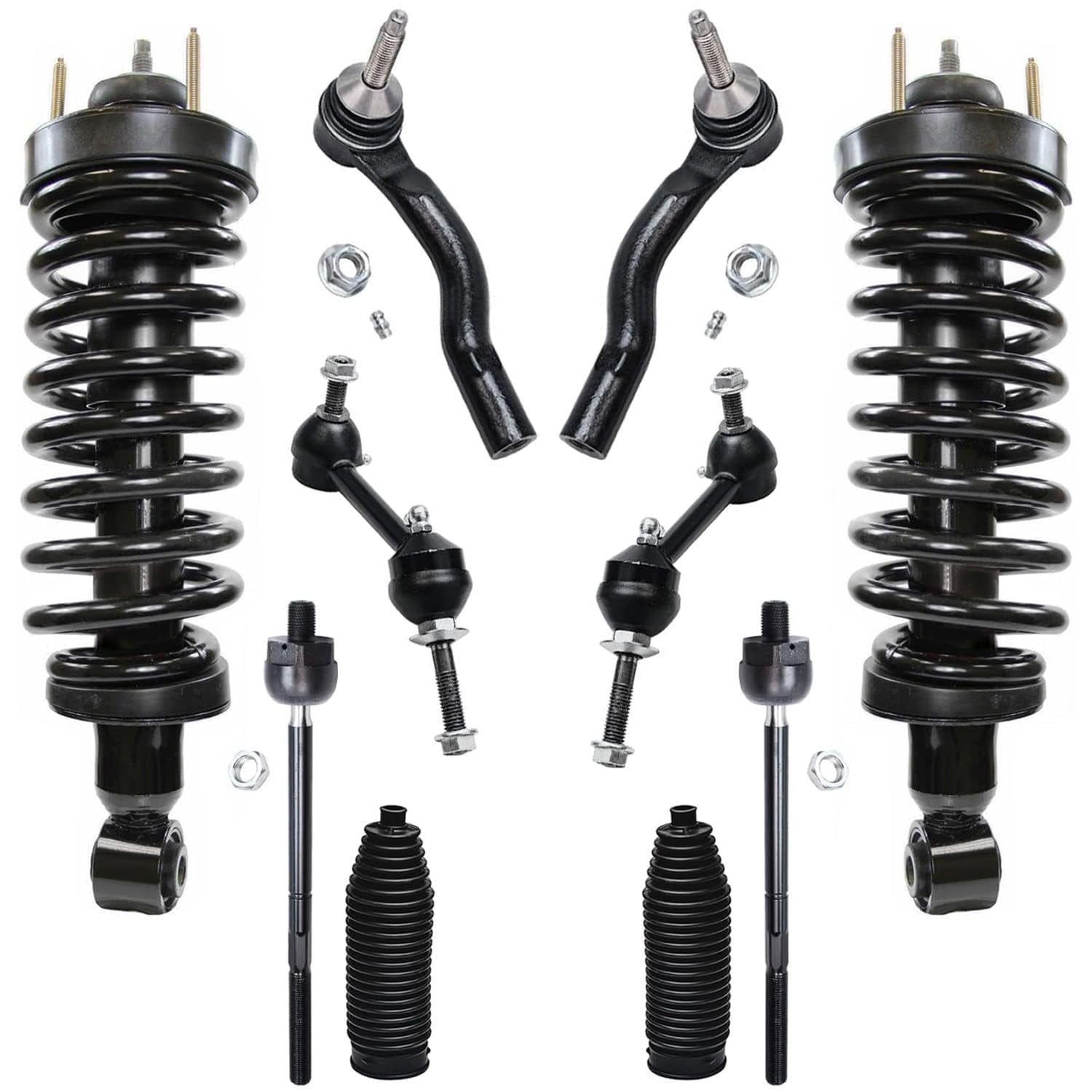 Detroit Axle - Front Struts w/Coil Springs Sway Bar Links Tie Rods ...