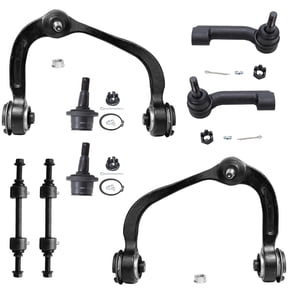 Detroit Axle - Front Suspension Kit for 4WD 2009-2014 Ford F-150, 2 Upper Control Arms with Ball Joints, 2 Lower Ball Joints, 2 Outer Tie Rods, 2 Sway Bar Links 2010 2011 2012 2013 Replacement