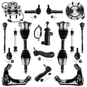 Detroit Axle - 4WD Front 17pc End Kit for Chevy GMC Silverado Sierra 1500 2500 HD 3500 Avalanche Yukon XL Suburban 2500 Hummer H2 Wheel Bearing Hubs CV Axles Upper Control Arms Ball Joints Tie Rods