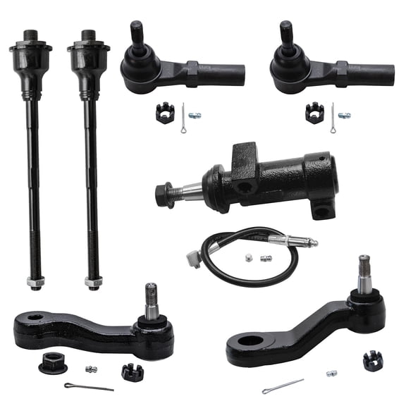 Detroit Axle - Front 7pc Suspension Kit for Chevrolet Silverado GMC Sierra 2500 2500HD 3500 3500 HD Yukon XL Avalanche Suburban 2500, 4 Tie Rods 1 Idler Arm 1 Pitman Arm 1 Idler Bracket Pivot