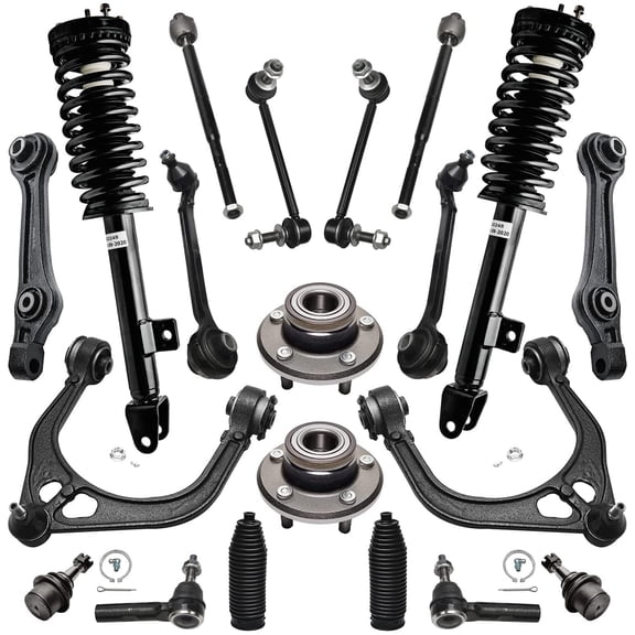 Detroit Axle - 20pc Front End Suspension Kit for RWD 05-10 Chrysler 300, 06-10 Dodge Charger, 05-08 Magnum, Lower & Upper Control Arms w/Ball Joints Wheel Bearings Hubs Suspension Kit