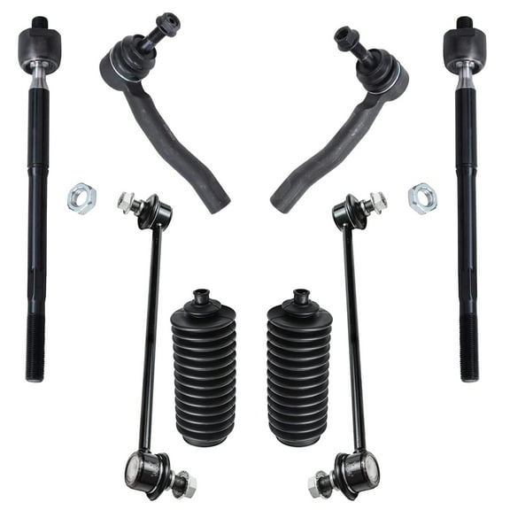 Detroit Axle - Front Sway Bars Tie Rods for 2004-2009 Toyota Prius 2005 2006 2007 2008, 4 Inner & Outer Tie Rods, 2 Stabilizer Sway Bars, 2 Boots, Replacement