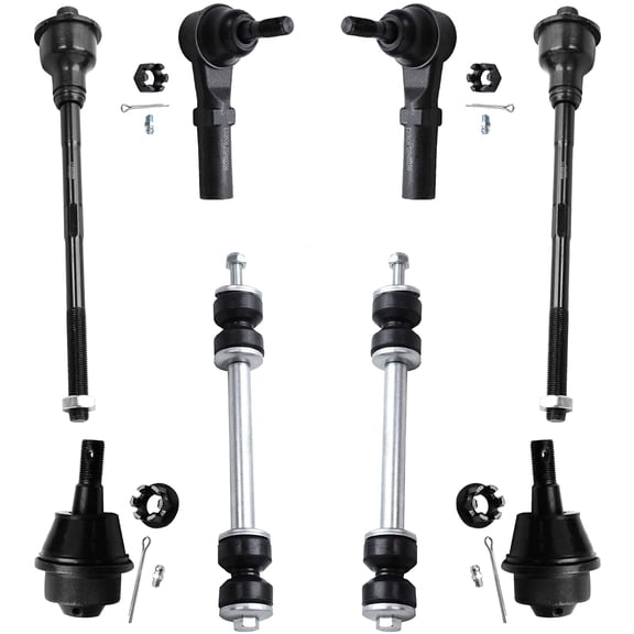 Detroit Axle - 8pc Front Suspension Kit for Chevy Silverado Avalanche Suburban GMC Sierra Yukon XL 2500 3500 Hummer H2, Sway Bar End Links Inner Outer Tie Rods Lower Ball Joints Replacement