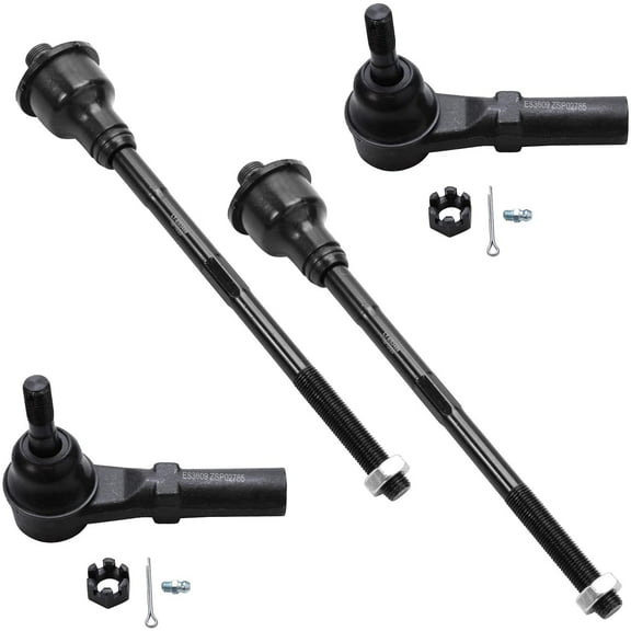 Detroit Axle - Front Tie Rods for Chevy Silverado GMC Sierra Yukon XL Suburban Avalanche 2500 3500 HD Hummer H2, 4 Outer and Inner Tie Rod End Links Set Replacement