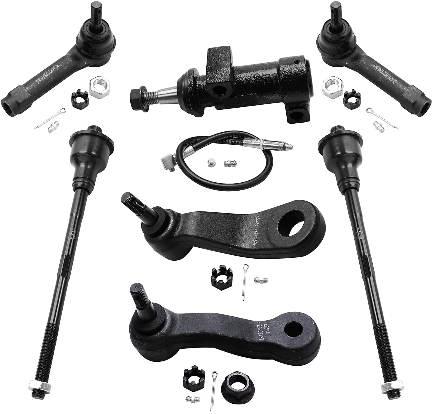 Detroit Axle - Front Tie Rods Idler Pitman Arms for Silverado Sierra Suburban Avalanche 1500 Tahoe Escalade, Inner & Outer Tie Rods, Pitman Arm, Idler Arm w/Bracket Replacement 7pc Suspension Kit