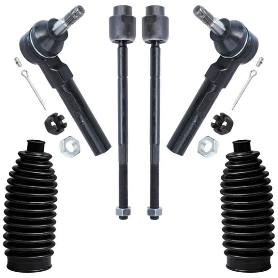 Detroit Axle - Front Tie Rods Kit for 2004-2012 Chevy Malibu 2005-2010 Pontiac G6 2007-2009 Saturn Aura 4 Inner & Outer Tie Rod End Links 2 Boots 2008 Replacement