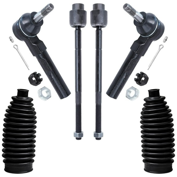 Detroit Axle - Front Tie Rods Kit for 2004-2012 Chevy Malibu 2005-2010 Pontiac G6 2007-2009 Saturn Aura 4 Inner & Outer Tie Rod End Links 2 Boots 2008 Replacement