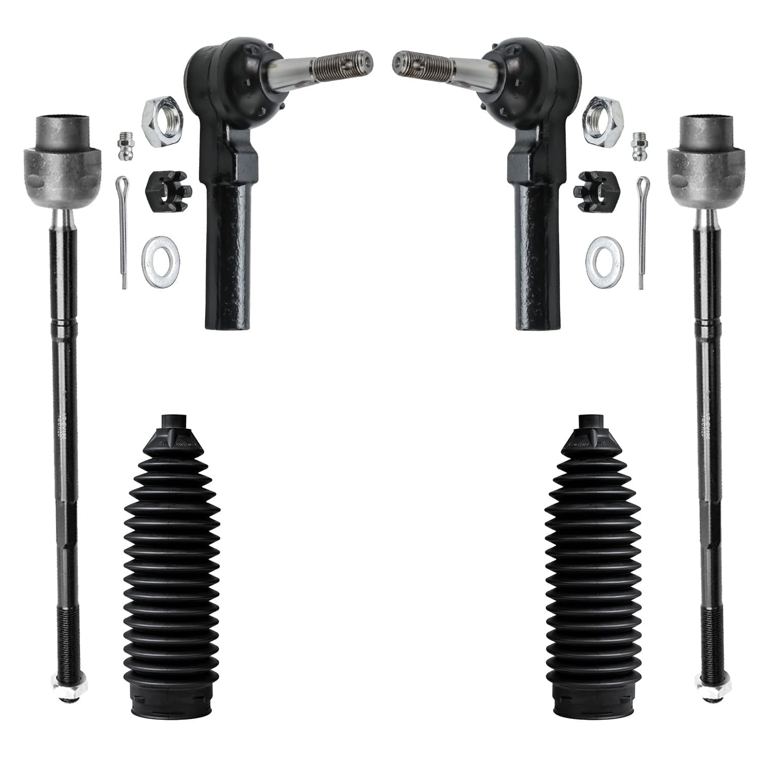 Detroit Axle - Front Tie Rods Kit for Chevy Impala Pontiac Grand Prix Buick LaCrosse Regal Century, 4 Inner & Outer Tie Rods, 2 Boots, Replacement
