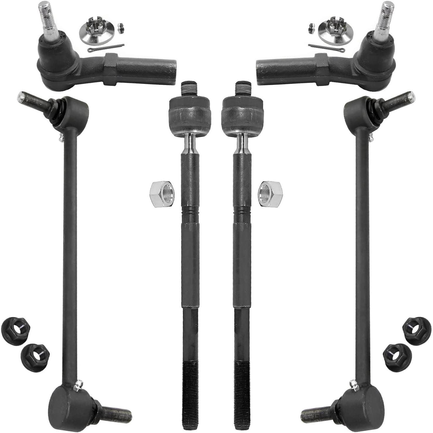 Detroit Axle - Front Tie Rods Sway Bars Kit for 2014-2019 Chevrolet Impala, 2013-2015 Malibu, 2012-2016 Buick LaCrosse, 2012 2014-2017 Regal, 2 Sway Bar Links 4 Inner Outer Tie Rod Ends