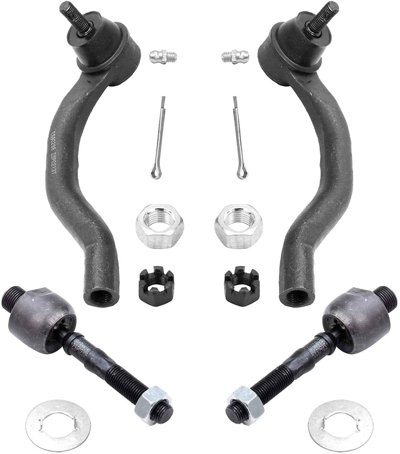 Detroit Axle - Front Tie Rods for 2003-2007 Honda Accord, 2004-2008 TSX, 4 Inner and Outer Tie Rod End Links 2005 2006 Replacement