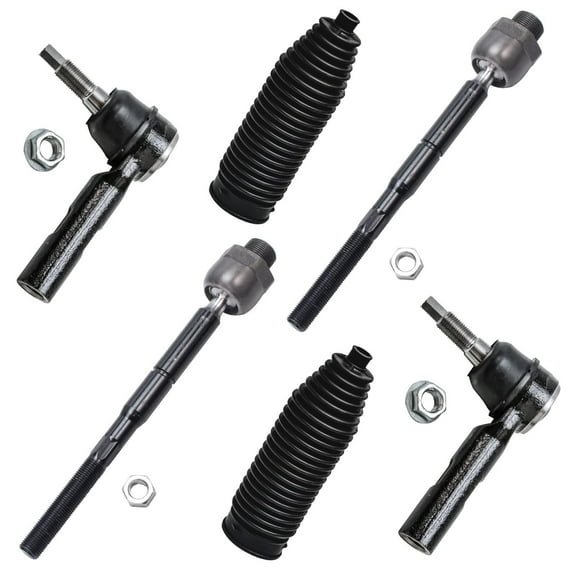 Detroit Axle - Front Tie Rods for 2005-2011 Dodge Ram Dakota, 2006-2009 Mitsubishi Raider, 4 Inner and Outer Tie Rods, 2 Boots, Replacement
