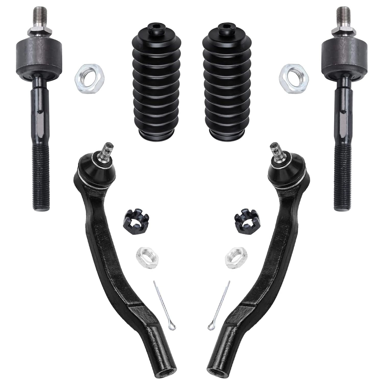 Detroit Axle - Front Tie Rods for Honda Accord Odyssey CL Isuzu Oasis, 4 Inner & Outer Tie Rod End Links, 2 Rack and Pinion Tie Rod Boots Replacement