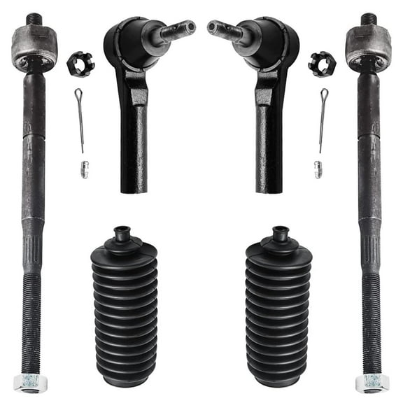 Detroit Axle - Front Tie Rods w/Boots Replacement for Dodge Caliber Jeep Compass Patriot - 6pc Set Fits select: 2014-2016 JEEP PATRIOT SPORT, 2016-2017 JEEP COMPASS LATITUDE