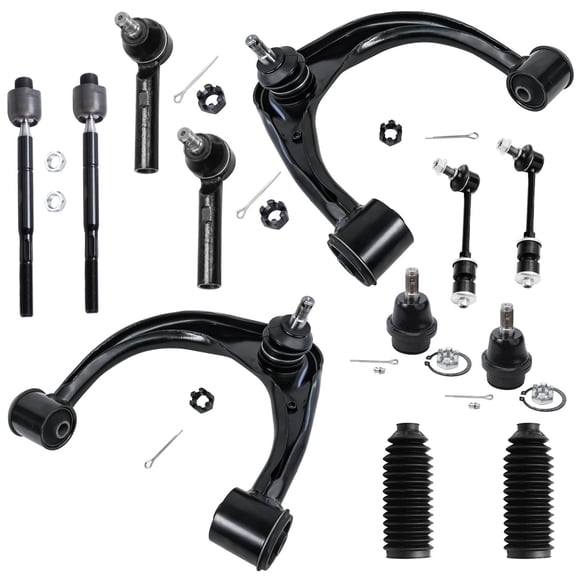 Detroit Axle - Front Upper Control Arm Ball Joints Sway Bars Inner Outer Tie Rods Replacement For 2003 - 2009 Lexus GX470 Toyota 4Runner - [2007 - 2009 Toyota FJ Crusier] - 12pc Set