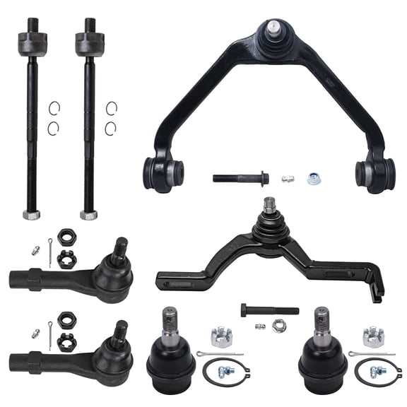 Detroit Axle - Front Upper Control Arm + Tie Rod + Lower Ball Joint Replacement for Ford Explorer Ranger B2500 B3000 B4000 Mercury Mountaineer [2 Piece Design Torsion Sus.] - 8pc Set