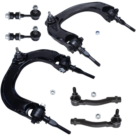 Detroit Axle - Front Upper Control Arm w/Ball Joint Outer Tie Rods Sway Bars Replacement for 1999-2005 Hyundai Sonata [2001-2006 Kia Optima] - 2004-2006 Kia Amanti - 6pc Set