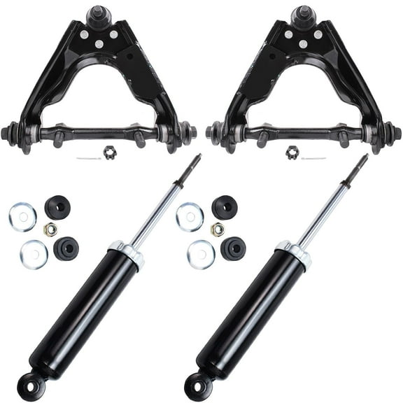 Detroit Axle - 4WD Front End Suspension Kit for 2000-2004 Dodge Dakota, 2000-2003 Durango, 2 Upper Control Arms w/Ball Joints 2 Shock Absorbers Assembly 2001 2002 Replacement