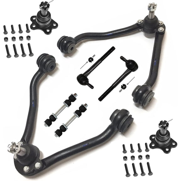 Detroit Axle - Front Upper Control Arms Ball Joints Outer Tie Rods Sway Bar Links Replacement for 2WD Chevrolet GMC Trucks C1500 C2500 C3500 Suburban - 8pc Set