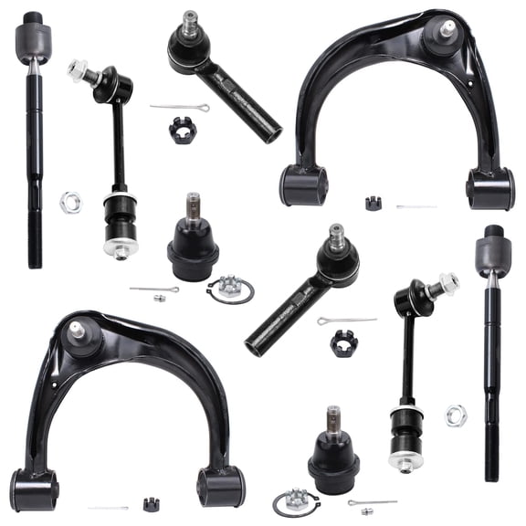 Detroit Axle - Front Upper Control Arms & Ball Joints Sway Bars Inner Outer Tie Rods Replacement for 2003-2009 Lexus GX470 / Toyota 4Runner - [2007-2009 FJ Cruiser] - 10pc Set
