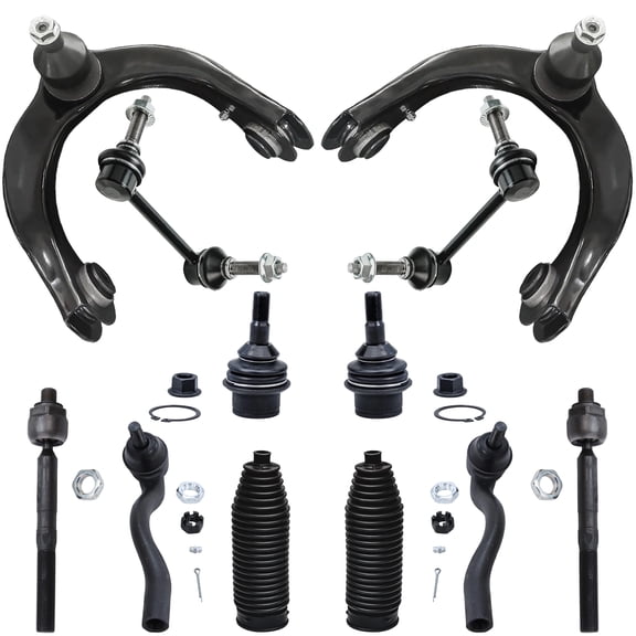 Detroit Axle - Front Upper Control Arms Ball Joints Sway Bars Tie Rods Boots Replacement for 2011-2015 Jeep Grand Cherokee Dodge Durango - 12pc Set