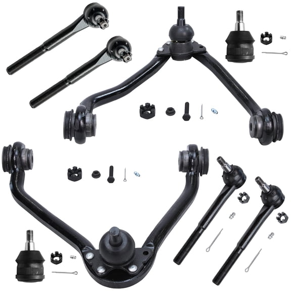 Detroit Axle - Front Upper Control Arms Ball Joints Tie Rod End Links Replacement for 2WD Chevrolet GMC Trucks C1500 C2500 C3500 Suburban Express Savana 2500 3500 - 8pc Set