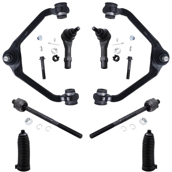 Detroit Axle - Front Upper Control Arms + Inner Outer Tie Rods + Boots Replacement for Ford Explorer Ranger Mazda B2500 B3000 B4000 Mountaineer (Torison Bar Suspension 1-Piece Design Only) - 8pc Set