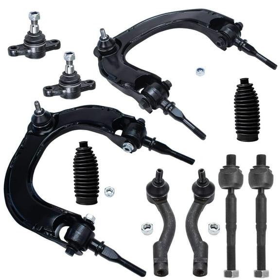 Detroit Axle - Front Upper Control Arms & Lower Ball Joints + Tie Rods Replacement for Hyundai Sonata XG350 Kia Optima - 10pc Set Fits select: 2005 HYUNDAI SONATA GL, 2002-2004 HYUNDAI SONATA GLS/LX