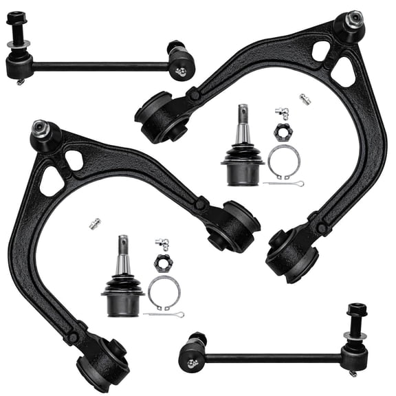Detroit Axle - Front Upper Control Arms for RWD Chrysler 300 Dodge Charger Magnum Challenger, 2 Upper Control Arms w/ Ball Joints, 2 Lower Ball Joints, 2 Sway Bar Links Replacement