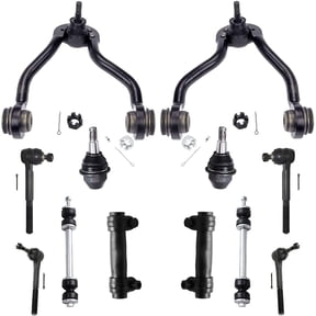 Detroit Axle - 12pc Front End Kit for Chevy Tahoe GMC Yukon K1500 K2500 Suburban Cadillac Escalade, Upper Control Arms w/Ball Joints Lower Ball Joints Sway Bars Tie Rods Adjusting Sleeves Replacement