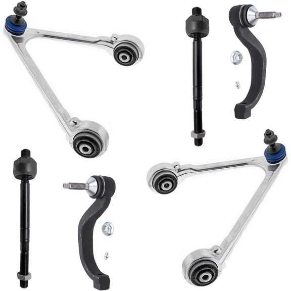 Detroit Axle - Front Upper Control Arms w/Ball Joints Inner Outer Tie Rods Replacement for 2003-2006 Lincoln LS Ford Thunderbird - 6pc Set
