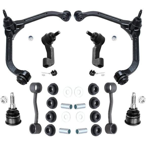 Detroit Axle - Front Upper Control Arms w/Ball Joints Outer Tie Rods Sway Bars Replacement for 2002 2003 2004 Jeep Liberty