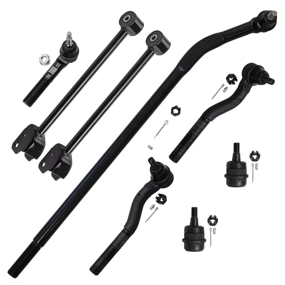 Detroit Axle - 8pc Front End Kit for 07-17 Jeep Wrangler, 18 Wrangler JK, Upper Control Arms Upper Ball Joints Tie Rods 2007 2008 2009 2010 2011 2012 2013 2014 2015 2016 2017 2018
